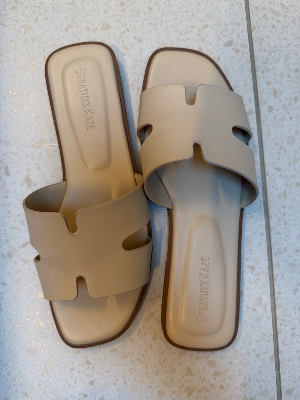 Beige Slide Sandals sz 8